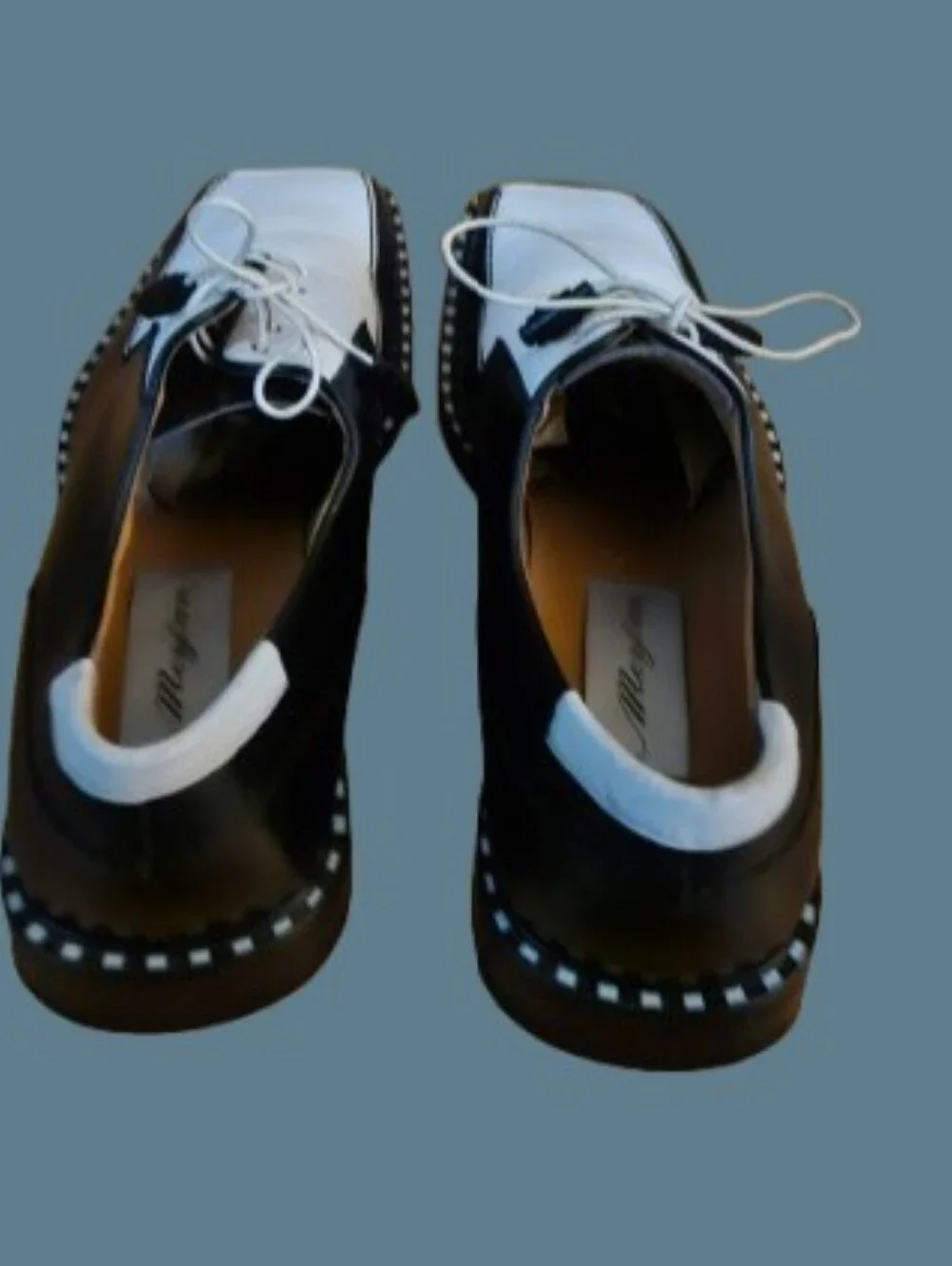 *Mezlan Two Tone Derby Leather Square Toe Dress Shoes